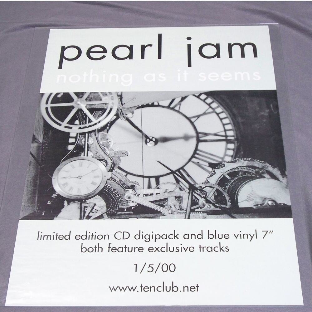 VTG Pearl Jam "Nothing As It Seems" Single Record Store Promo Poster 28"x20" Y2K